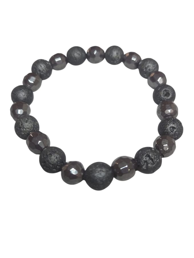 Lavasteen met hematiet armband.