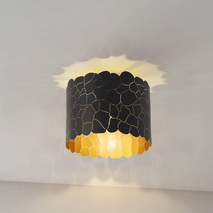 Lindby - plafondlamp - 1licht - Metaal - H: 22 cm - E27 - zwart, goud