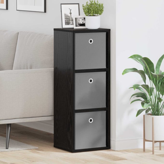 vidaXL - Dressoir - met - lade - Zwart - Eiken - 30,5 - x - 27 - x - 84,5 - cm