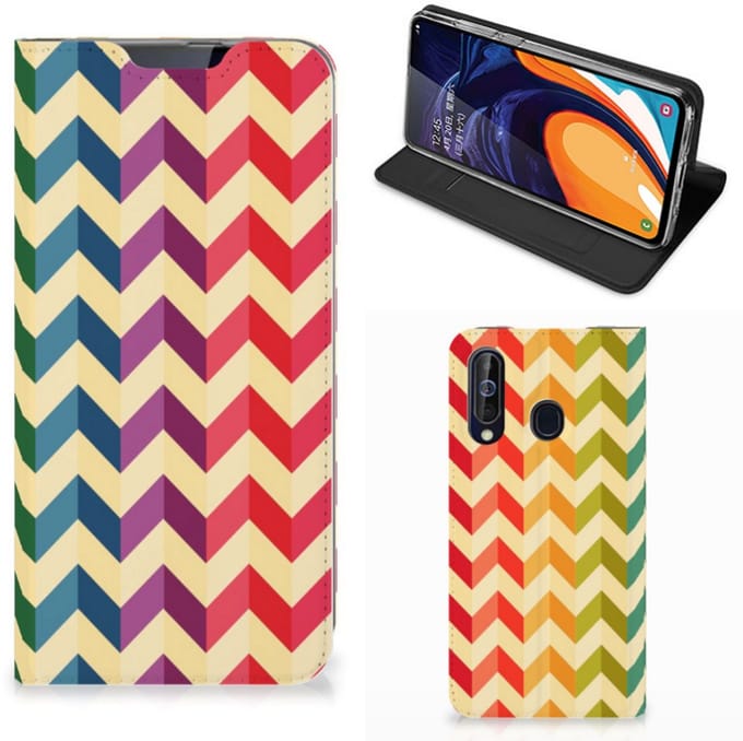 Samsung Galaxy A60 Hoesje met Magneet Zigzag Multi Color
