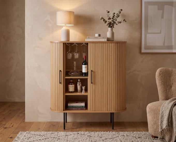 Wijnkast Nola eikenhout - Naturel - 100x40x118 cm