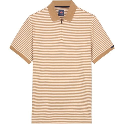Baileys Polo Yarn Dyed Stripe Zip Collar Zand / male