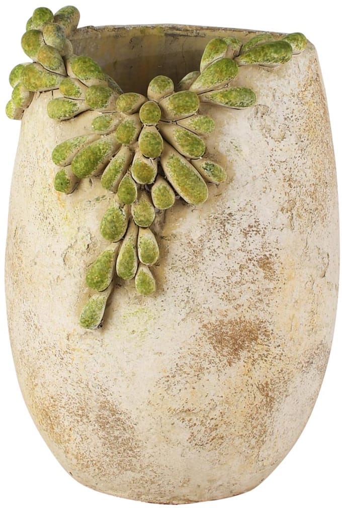 Dekoratief | Bloempot 'Botanical Zip', groen/grijs, cement, 15x14x19cm | A260294