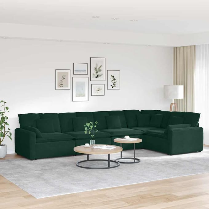vidaXL - Modulaire - bank - met - kussens - fluweel - donkergroen
