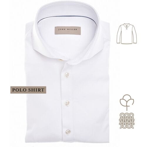 John Miller Polo Slim Solid Color Cotton Tricot Wit / male