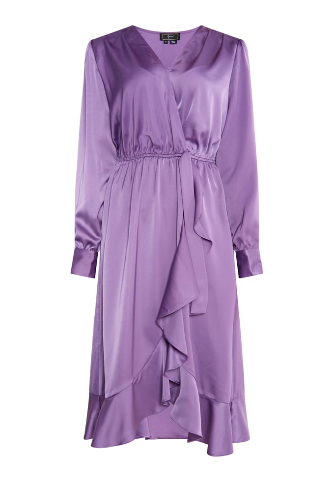 Faina Midi-jurk met lange mouwen Dames paars