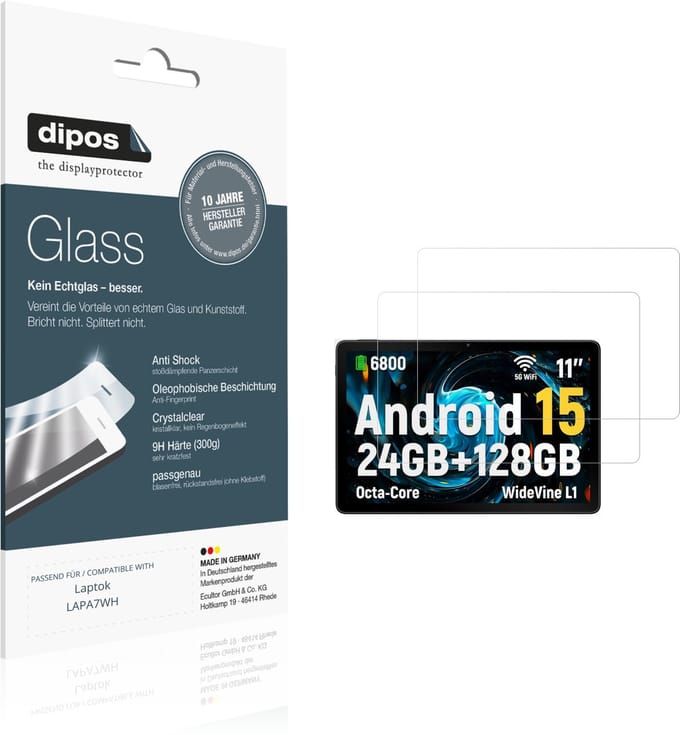 dipos – 2x Pantserfolie geschikt voor Laptok LAPA7WH | 9H Screenprotector