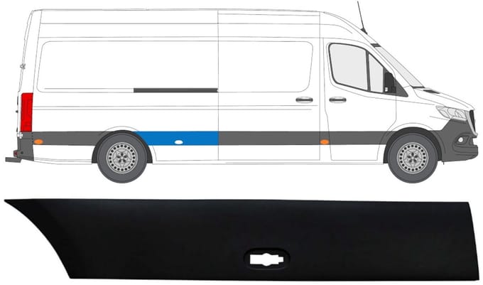 Zijlijst sierlijst achterspatbord voor Mercedes Sprinter 2018- / Rechts