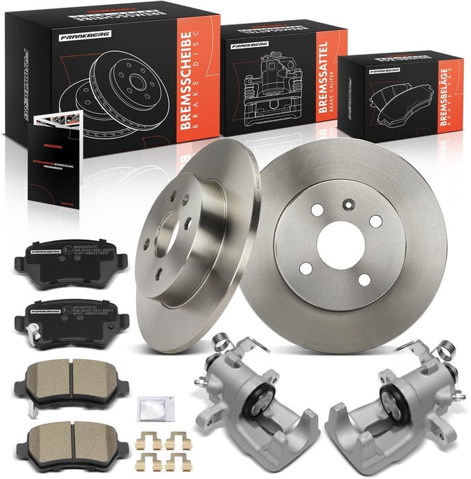 Frankberg 2x Remklauw+2x Remmen+4x Remblokken Achter voor Opel