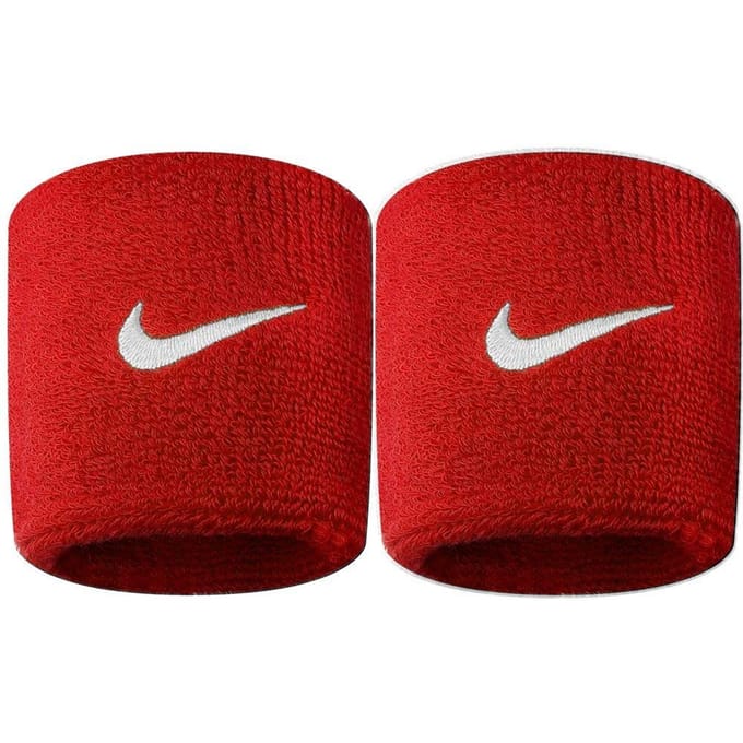 Nike Swoosh Polsband (Set van 2) (Scharlaken/Wit)