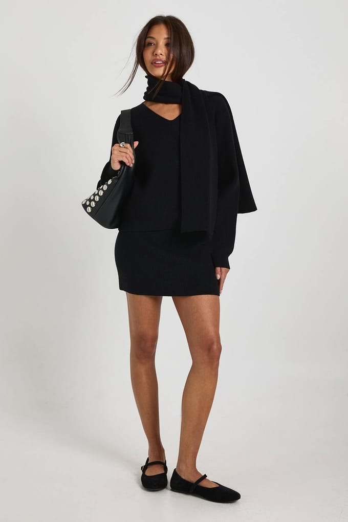 boohoo Dames Chunky Rib Gebreide Mini Rok | Black | Maat: Small