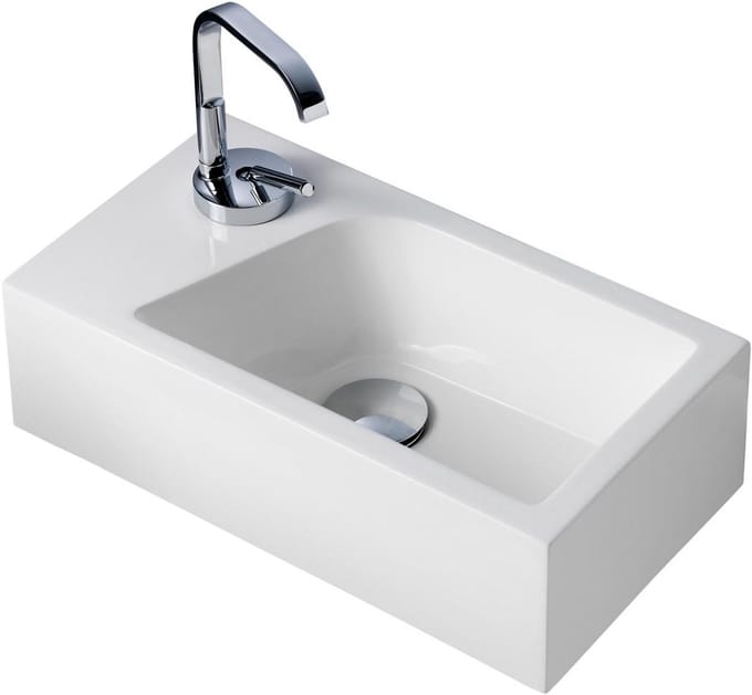 Kleine Wastafel voor Gastentoilet Wand & Opbouw Mineraalhandsenwit