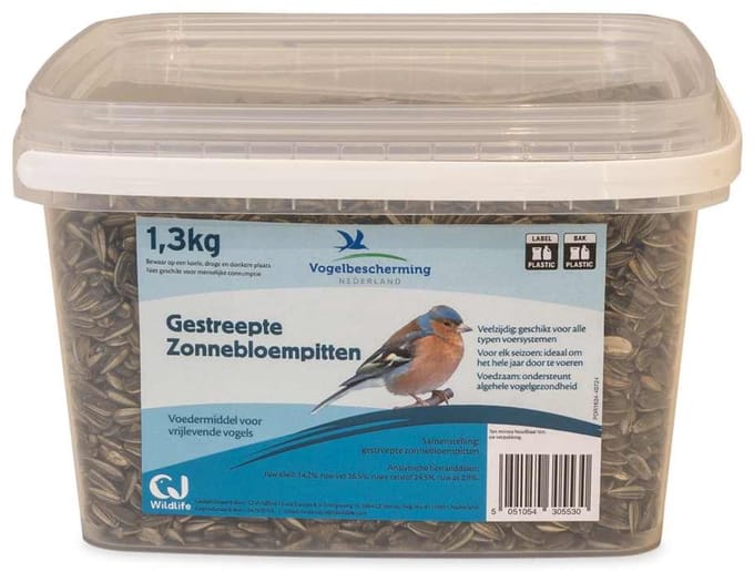 Gestreepte Zonnebloempitten 1,3kg - Vogelbescherming Nederland