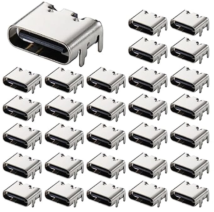 30 st USB-3.1 Type-C Vrouwelijke Connector voor PCB-ontwerp - Hoogstroom Opladen - SMD, SMT