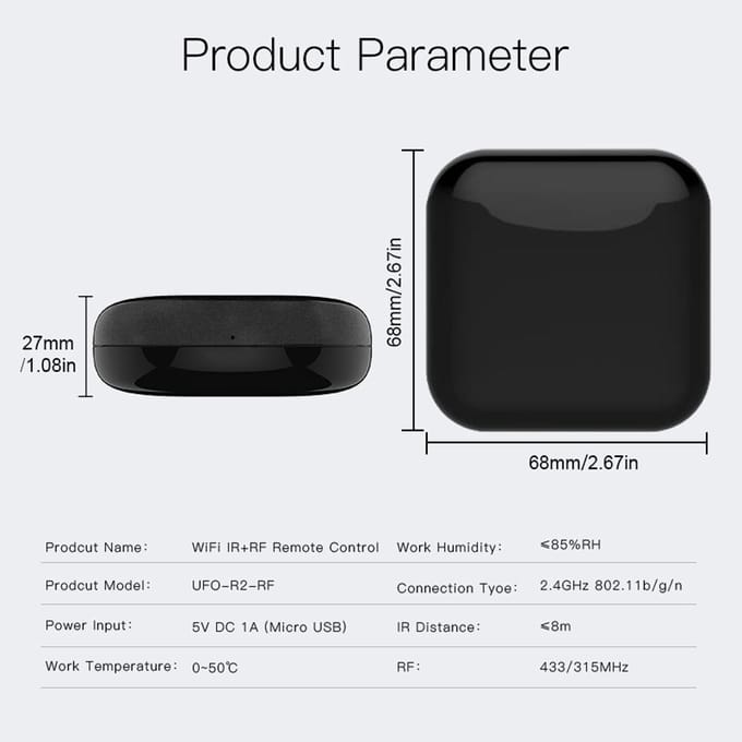 WIFI IR RF-afstandsbediening Universele controller Spraakbesturing Intelligent Home Life Alles-in-één afstandsbediening zwart