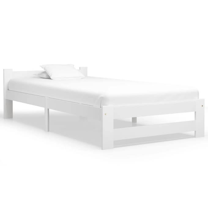 vidaXL - Bedframe - massief - grenenhout - wit - 100x200 - cm