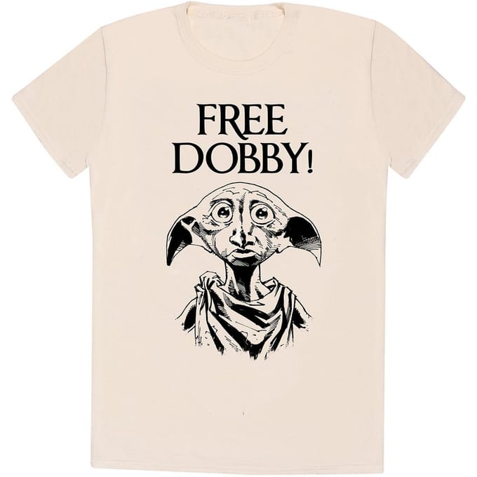 Harry Potter Unisex Volwassenen Gratis Dobby T-Shirt (Natuurlijk)