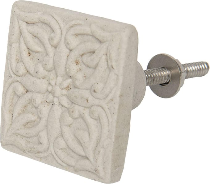 Clayre & Eef Deurknop 4x4 cm Beige Keramiek