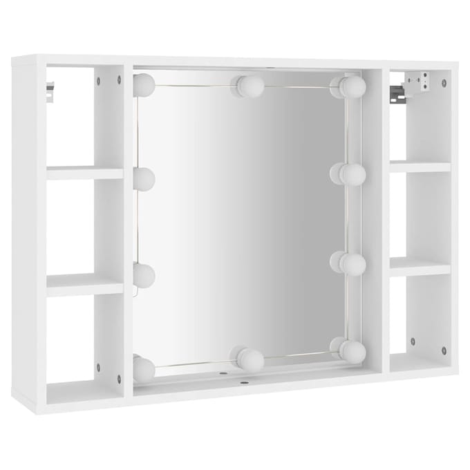 vidaXL - Spiegelkast - met - LED-verlichting - 76x15x55 - cm - wit