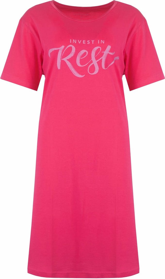 Temptation Dames Nachthemd - Slaapkleedje - Donker Rose - Maat M