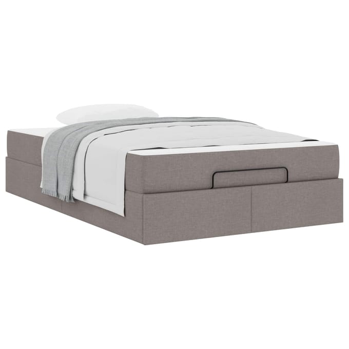 vidaXL - Bedframe - met - matras - 2 - st - Taupe - Stof