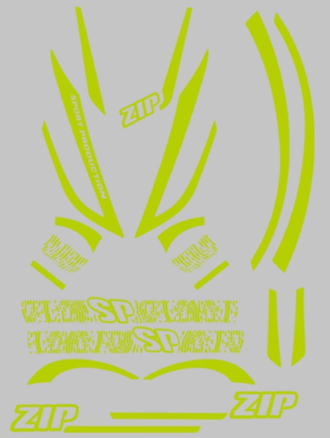 Piaggio Zip Stickerset - H2O 1 Kleur - Fluor Geel
