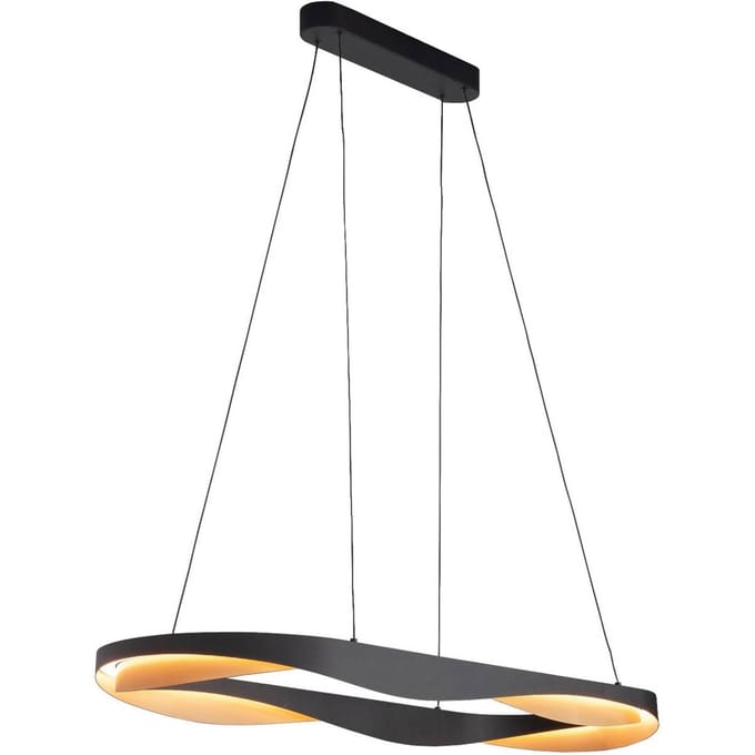 HighLight LED hanglamp Ascoli, 100 x 36 cm zwart/goud, metaal, dimbaar