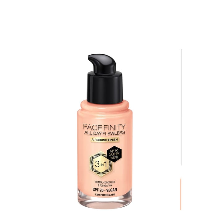 Max Factor Facefinity All Day Flawless 3 in 1 Vegan Foundation 30ml (Various Shades) - C30 - PORCELAIN