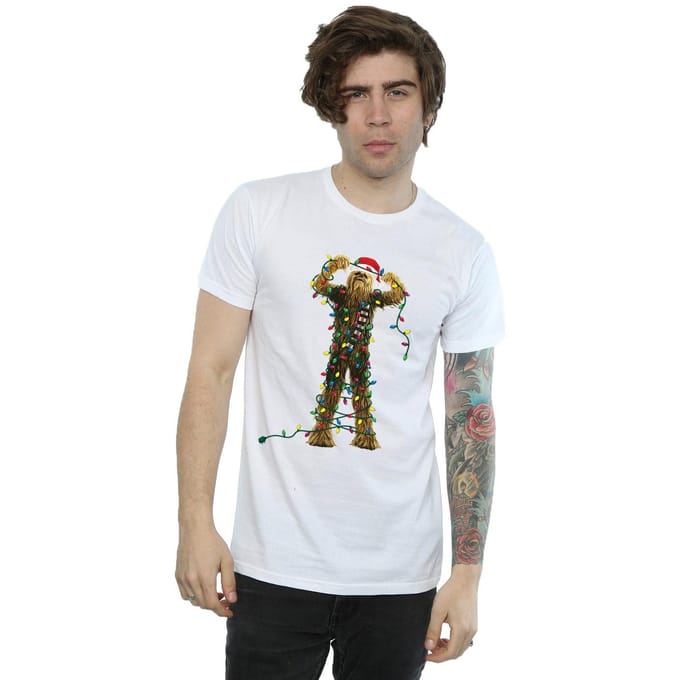 Star Wars Heren Chewbacca Kerstverlichting T-Shirt (Wit)