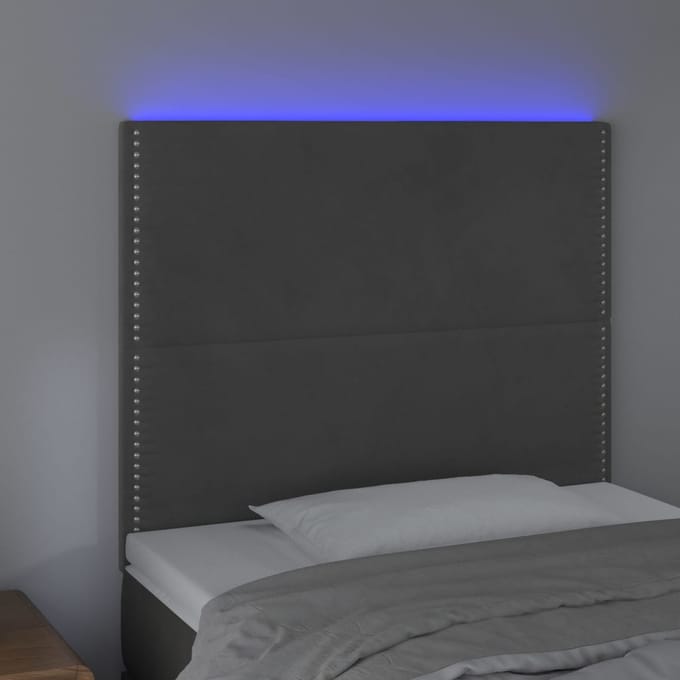 vidaXL - Hoofdbord - LED - 90x5x118/128 - cm - fluweel - donkergrijs