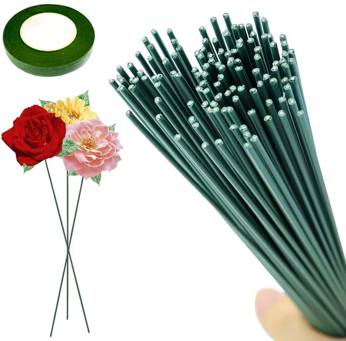 120x Groen Bloemendraad 30cm - Stekendraad voor Bloemschikken en Knutselen