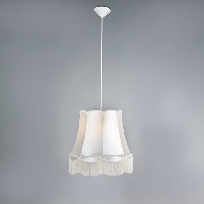 Qazqa retro hanglamp - Granny - crème, rond, 45cm, binnenverlichting