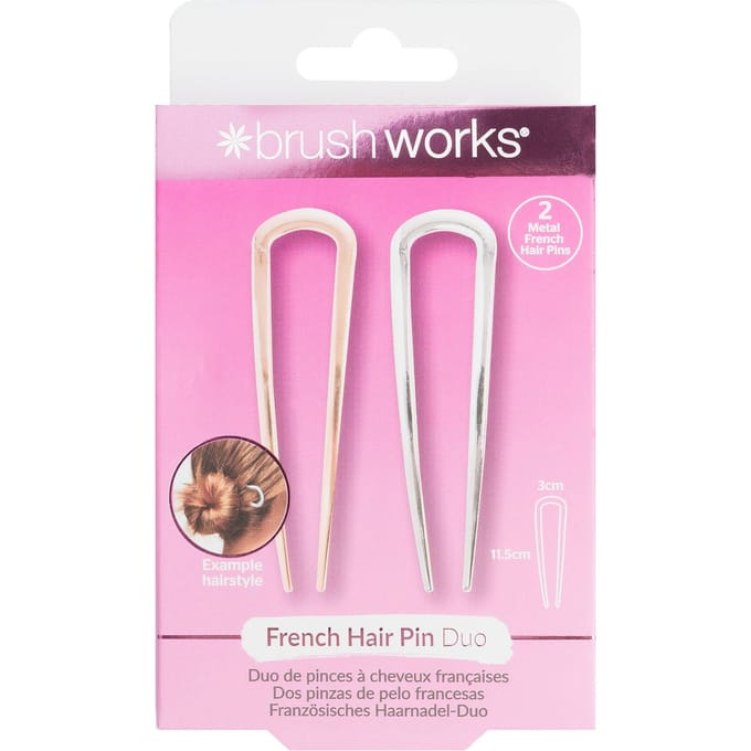 brushworks French Hair Pin Duo Gold &amp; Silver 2 st