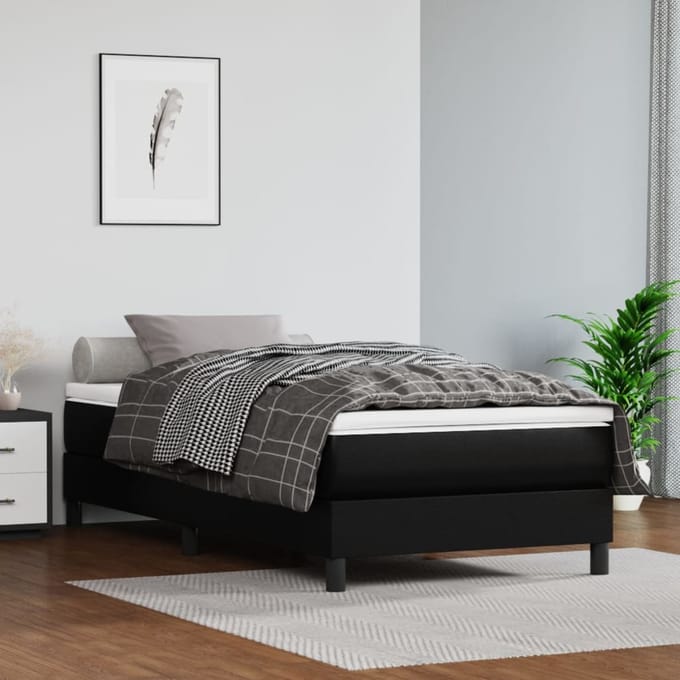 vidaXL - Boxspring - bed - kunstleer - zwart - 90x200 - cm