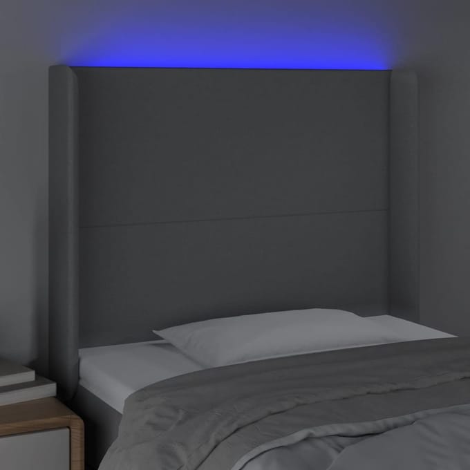 vidaXL - Hoofdbord - LED - 103x16x118/128 - cm - stof - lichtgrijs