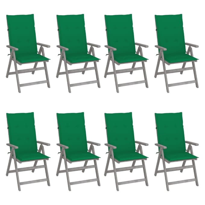vidaXL - Tuinstoelen - 8 - st - verstelbaar - met - kussens - acaciahout - grijs