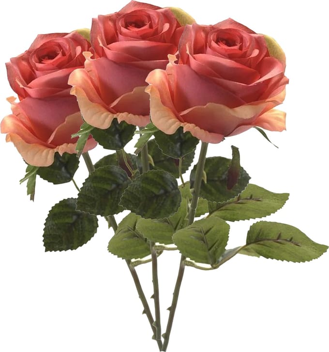 Emerald Kunstbloem roos Simone - 3x - roze - 45 cm - decoratie bloemen