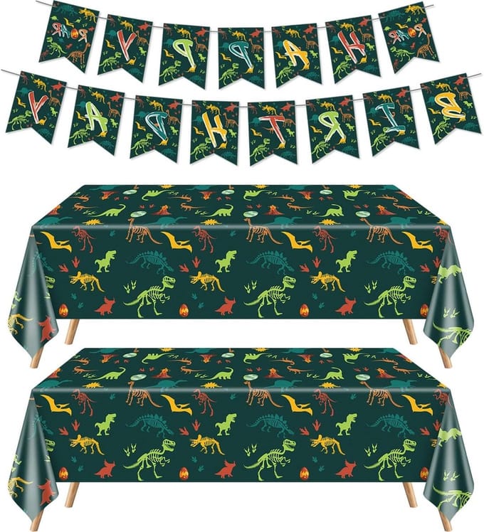 Dinosaur Party Decorations - Dino Tablecloth for Birthday Rectangular Dinosaur Plastic Table Cloth Boys Banner Dino - ShopVlot