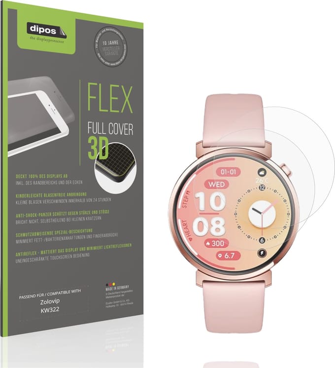 dipos FLEX – 2x Matte Screenprotector geschikt voor Zolovip KW322 | Volledige Schermbescherming | Case-Friendly