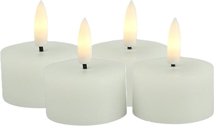 Countryfield LED theelichtjes/waxinelichtjes - 4x st - wit - D4 x H5,2 cm - met timer