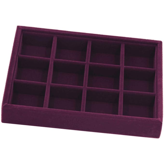 Elegante fluwelen stapelbare sieradenvitrine, paars as described black