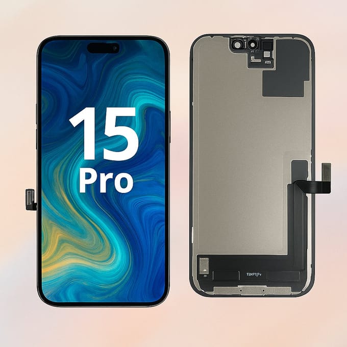 LCD Scherm Geschikt Voor IPhone 15 Pro Met Front Camera Frame | Hoge HD+ Kwaliteit Display