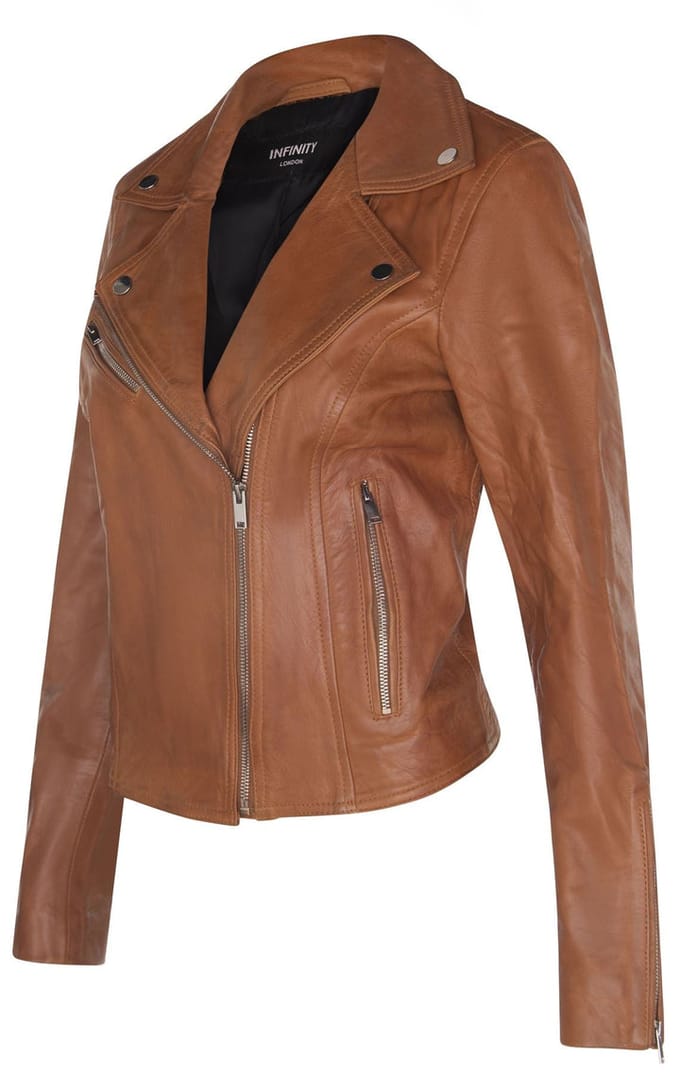 Dames klassiek leren Brando bikerjack-Loughton