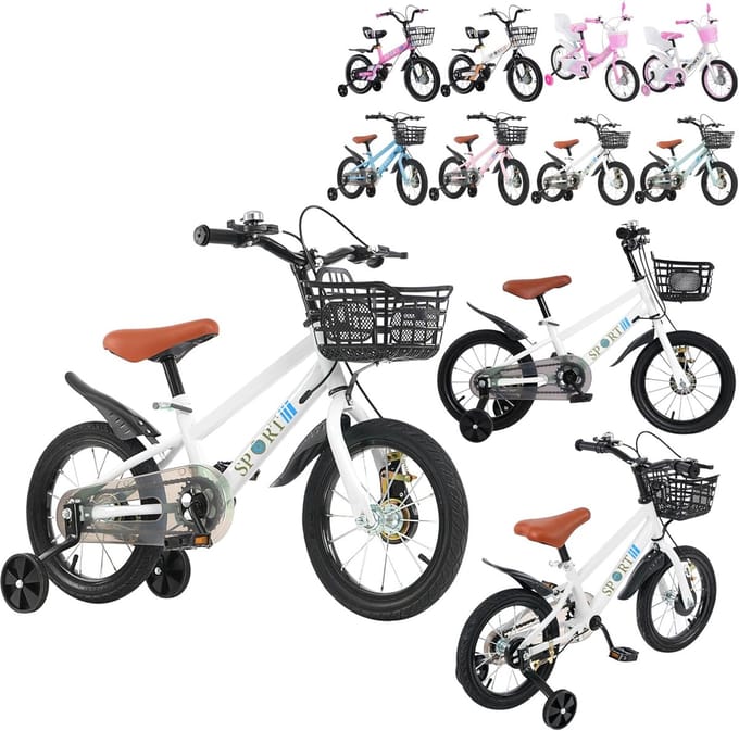 Kinderfiets - Loopfiets - Leren Fietsen - Inclusief mand - 12 14 16 inch - Wit zwart