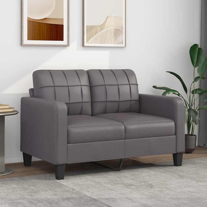 vidaXL - Tweezitsbank - 120 - cm - kunstleer - grijs