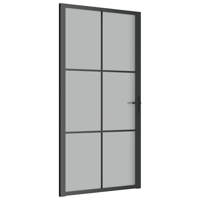 vidaXL - Binnendeur - 102,5x201,5 - cm - matglas - en - aluminium - zwart