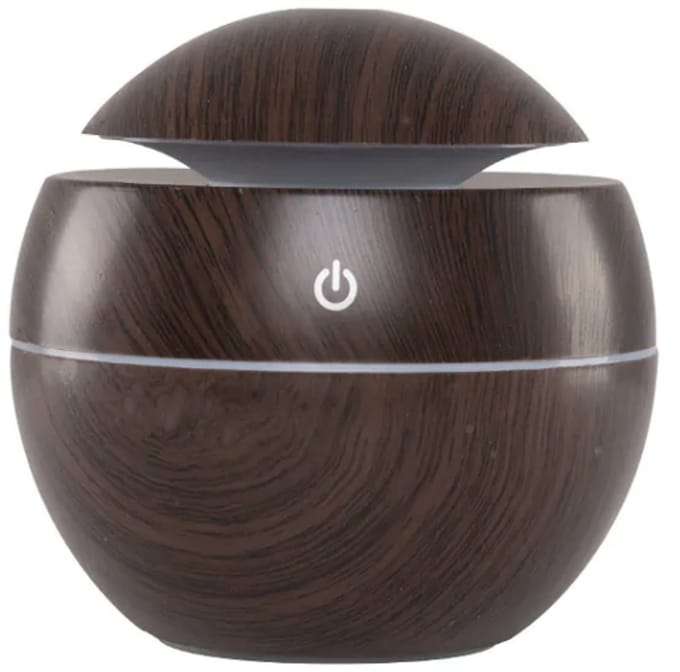 BOECK - Aroma Diffuser 130 ml – Air Diffuser - Dark Wood Luchtbevochtiger met LED Licht & Touch Sensor – Compacte Geurverspreider voor Slaapkamer / Kantoor