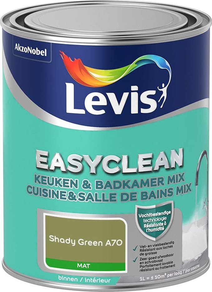 Levis - Easyclean Keuken & Badkamer Mix - Shady Green A70 - Mengverf - 1 L