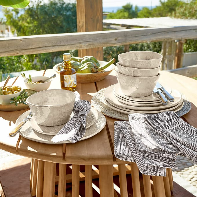 LOBERON Servies set van 12 Luganville beige