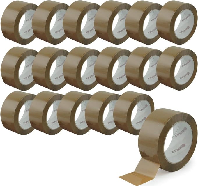 18 rollen verpakkingstape Pro bruin 66 m x 50 mm - stil - polypropyleen - 50 micron